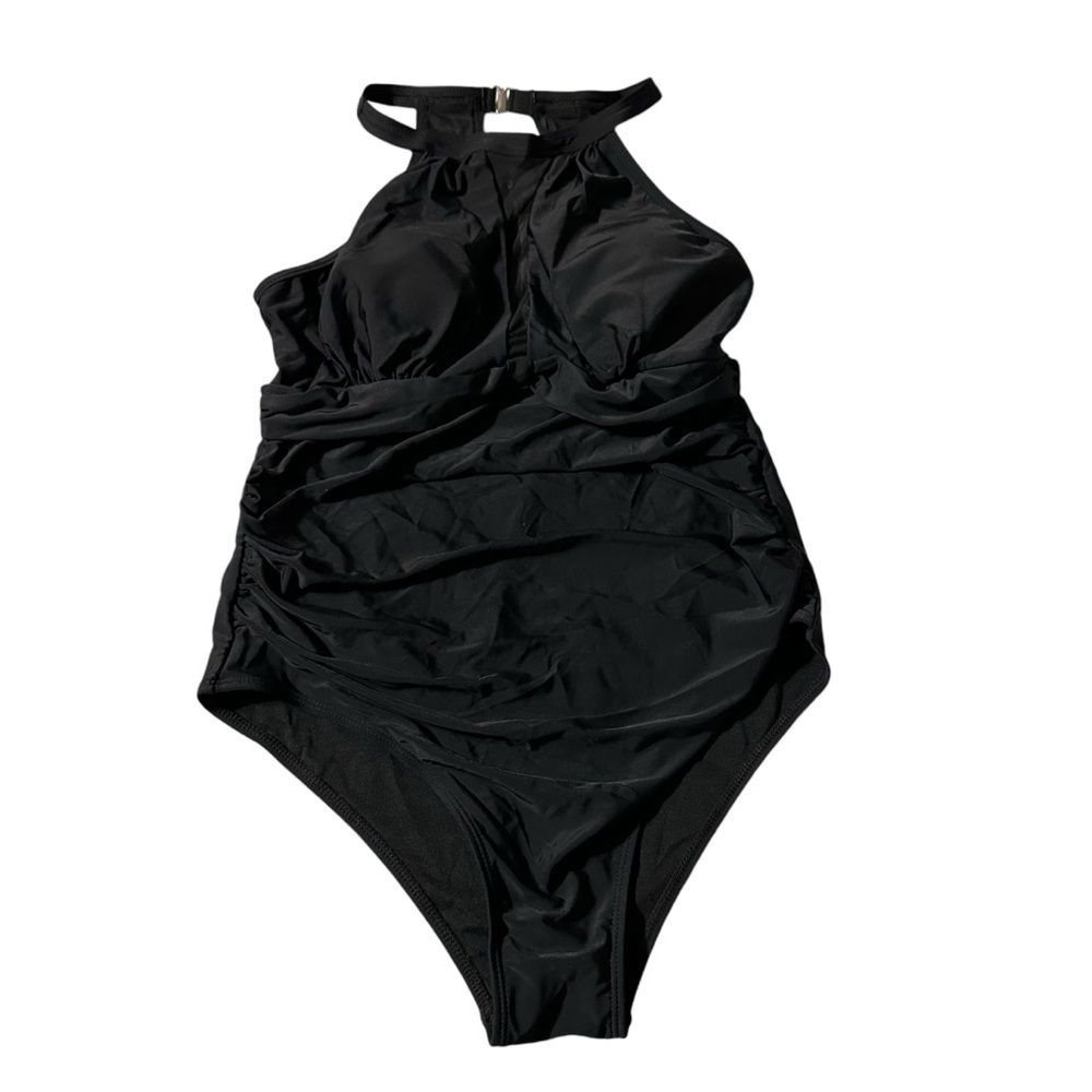 Tempt Me women's size large one piece sheer black bathing suit, nwt